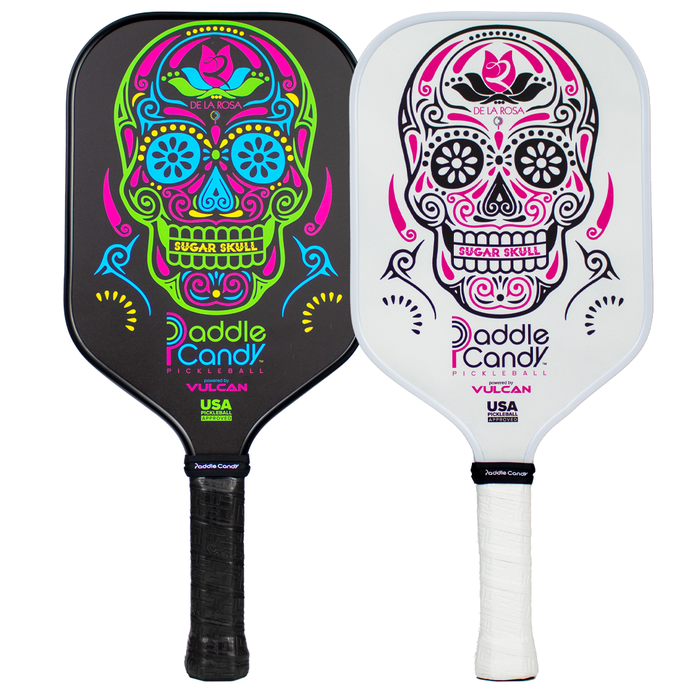 Paddle Candy Sugar Skull XL Pickleball Paddles - Black and White Version - Duo