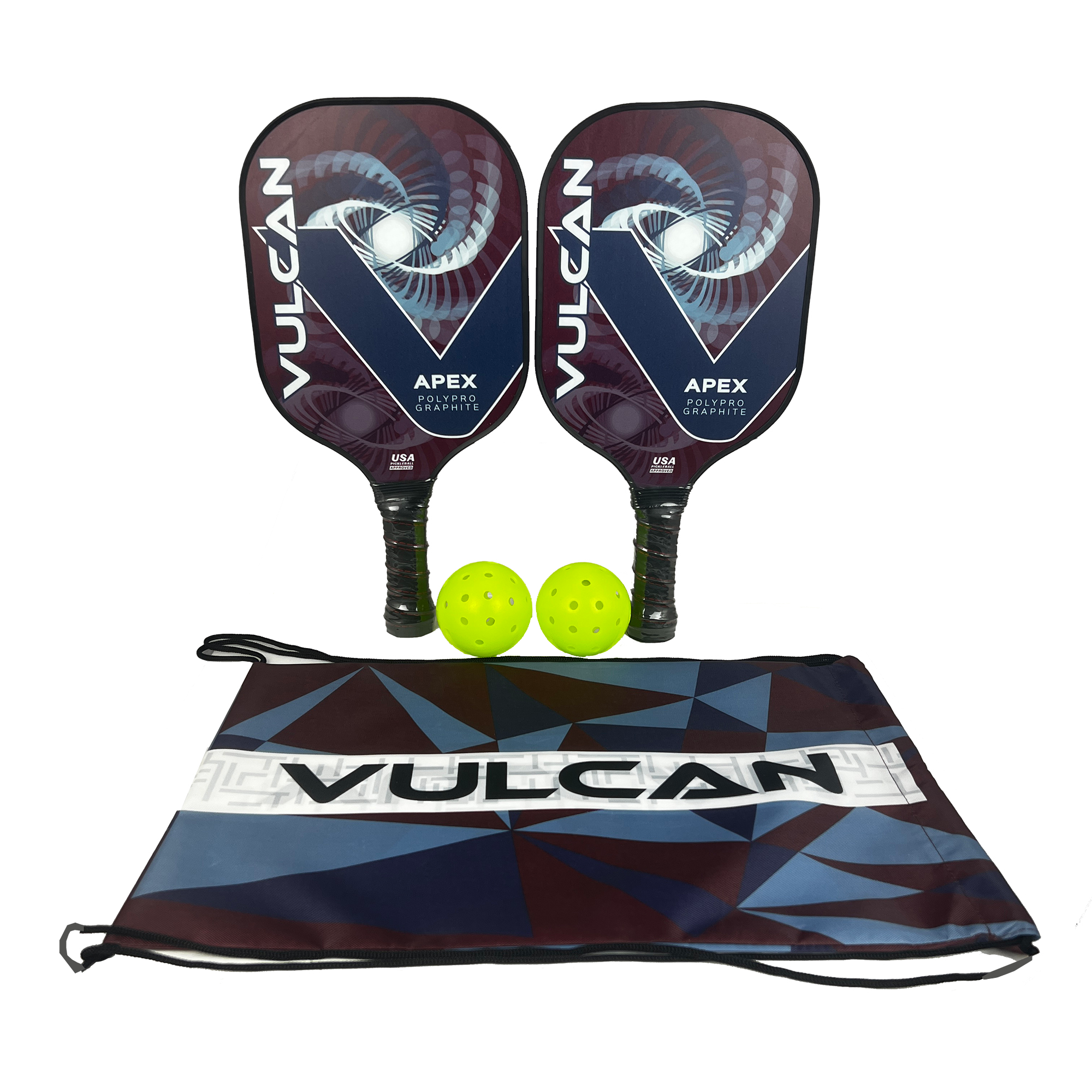 Vulcan Apex Pickleball Paddle Set | 2 Paddles & 2 Balls