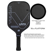 Vulcan V570CF2 Raw Carbon Fiber Pickleball Paddle - tech specs