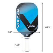 Vulcan V920 13mm Pickleball Paddle - measurements