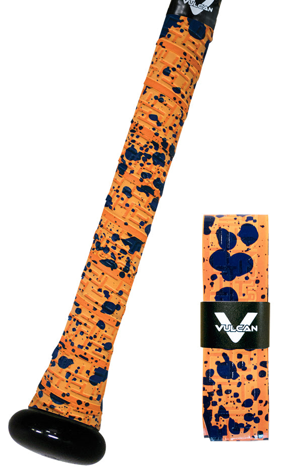 Splatter Series - Vulcan Bat Grips - Orange and Navy Splatter