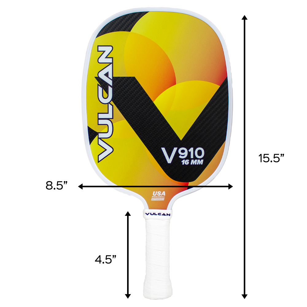 Vulcan V910 16mm Pickleball Paddle - measurements