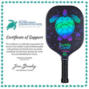 Paddle Candy Sea Turtle Pickleball Paddle - Certificate of Support for Sea Turtle Hospital